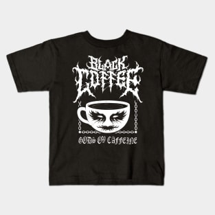 Black Metal Coffee - Funny Cartoon Corpse Paint - Vintage Distressed Kids T-Shirt